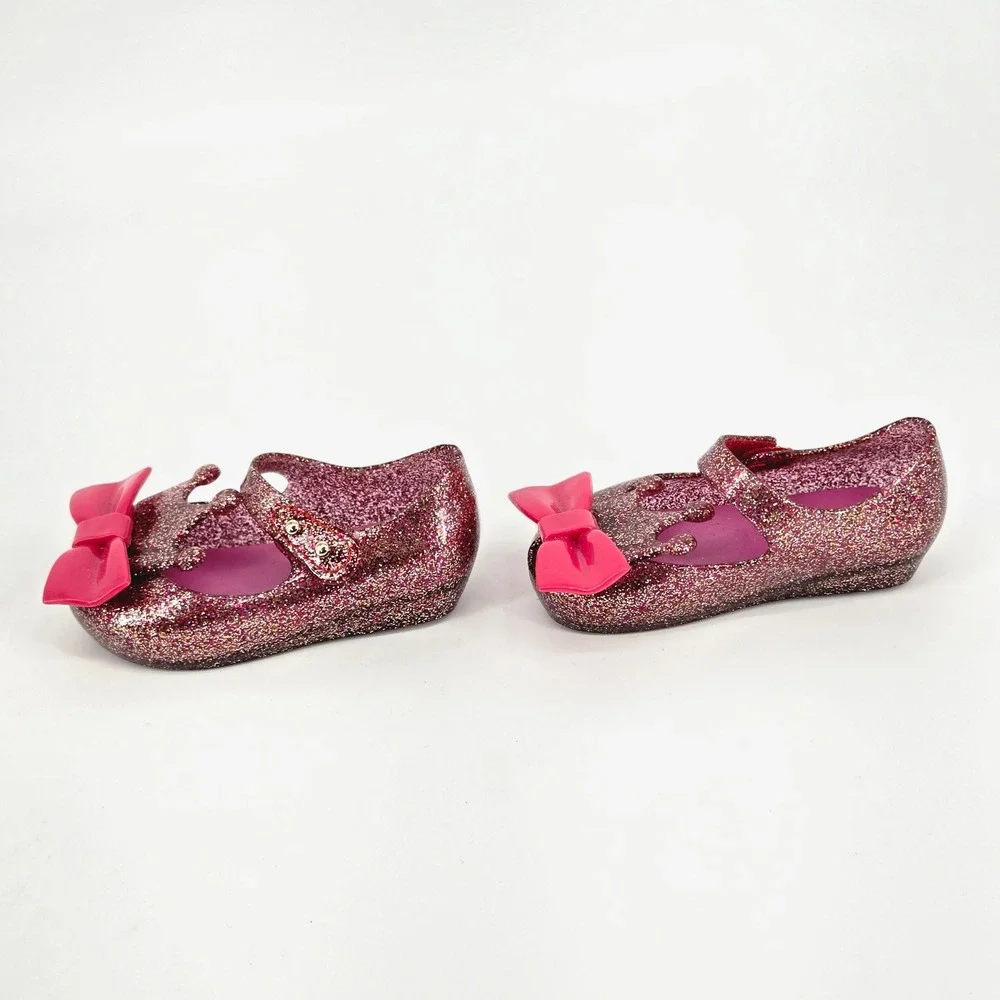 Mini DD Kids Sparkly Crown Jelly Flats Mary Jane Dress Shoes Lot Of 2 Size 5